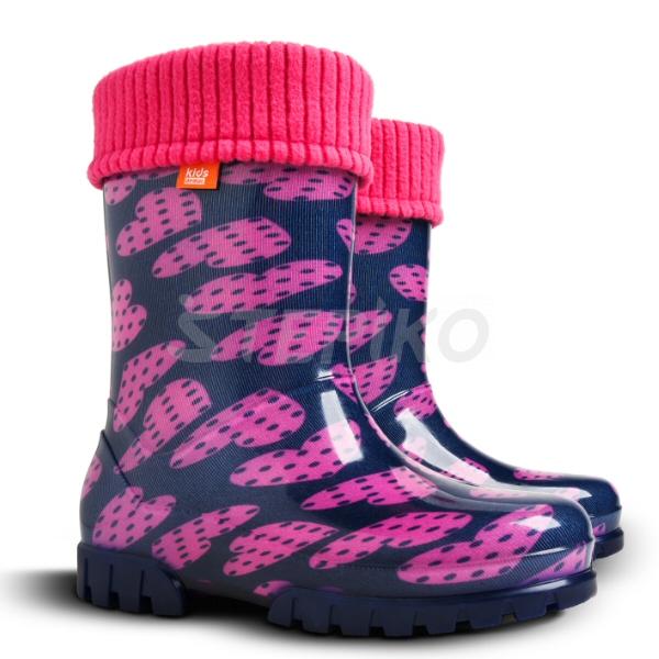 Гумові чоботи для дівчинки DEMAR Twister Lux Print V (Серце в горошок) фото