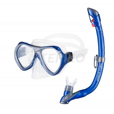 Детская маска с трубкой для плавания Aqua Speed Aura Evo Синий с белым (aqs210)
