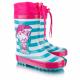 Дитячі резинові чобітки American club 458/19-1 (блакитні в полоску/рожевий котик) фото 1