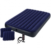 Матрас надувной Intex Classic Downy с механическим насосом и подушками Синий (int_64765) фото